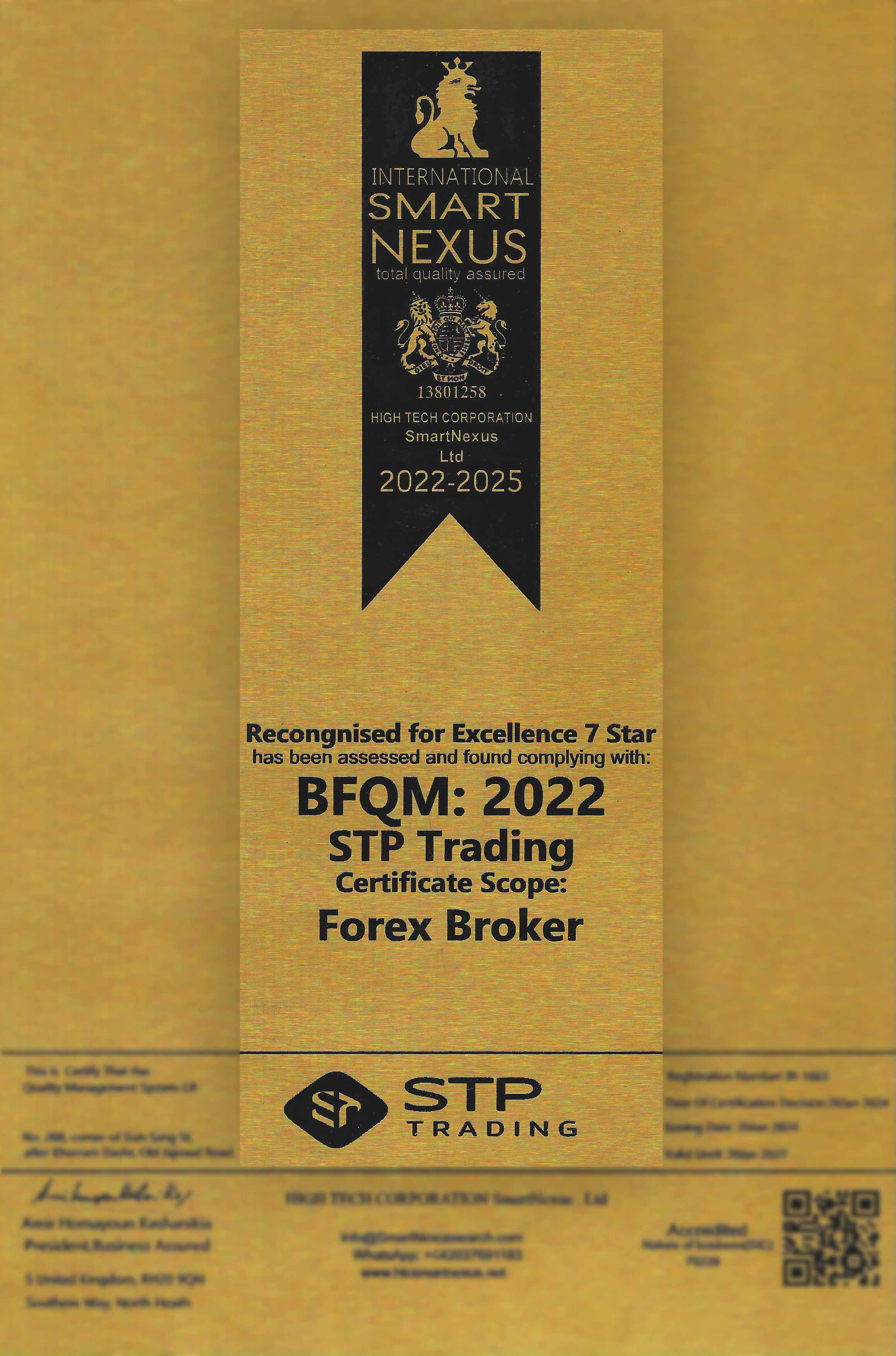 BFCM 2022 certificate for STP Trading